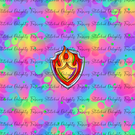 Mighty Pups Rainbow Fire Badge Panel