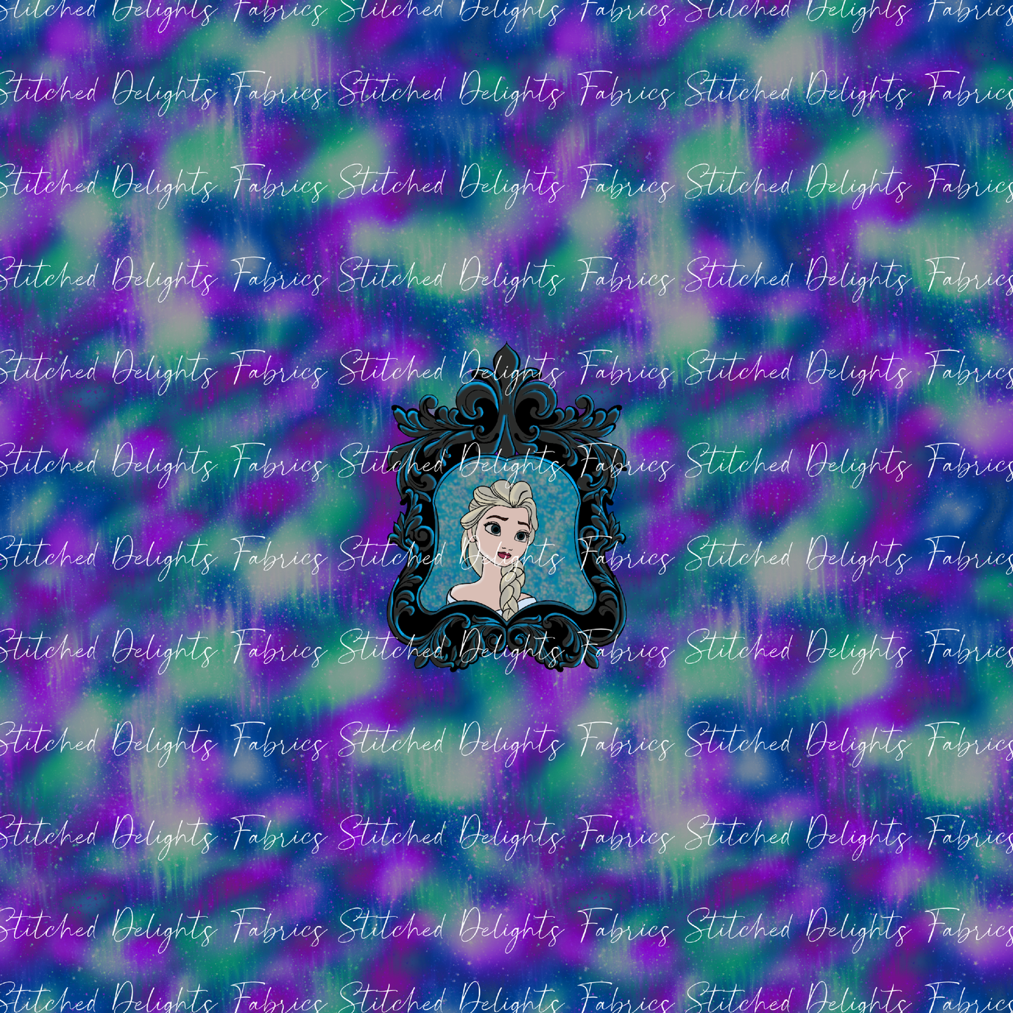 Mirror Mirror Princesses Purple Blue Swirls Elsa Panel