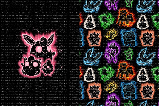 Poke Silhouettes Jigglypuff Evolutions Blanket Panels