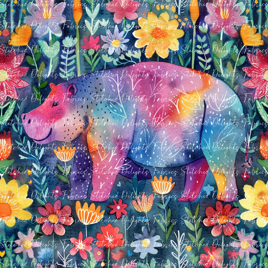 Floral Animals Hippo 2