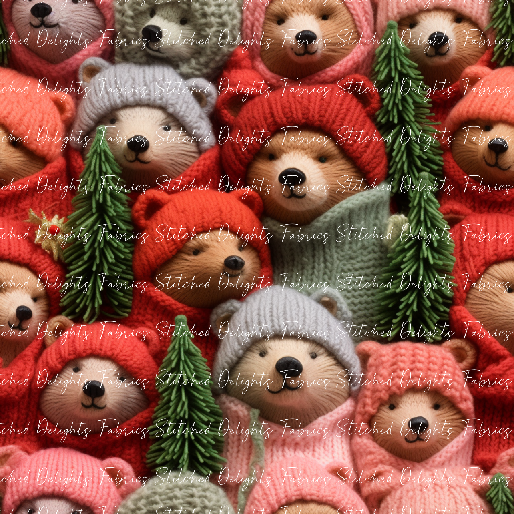 Embroidered Christmas Bears