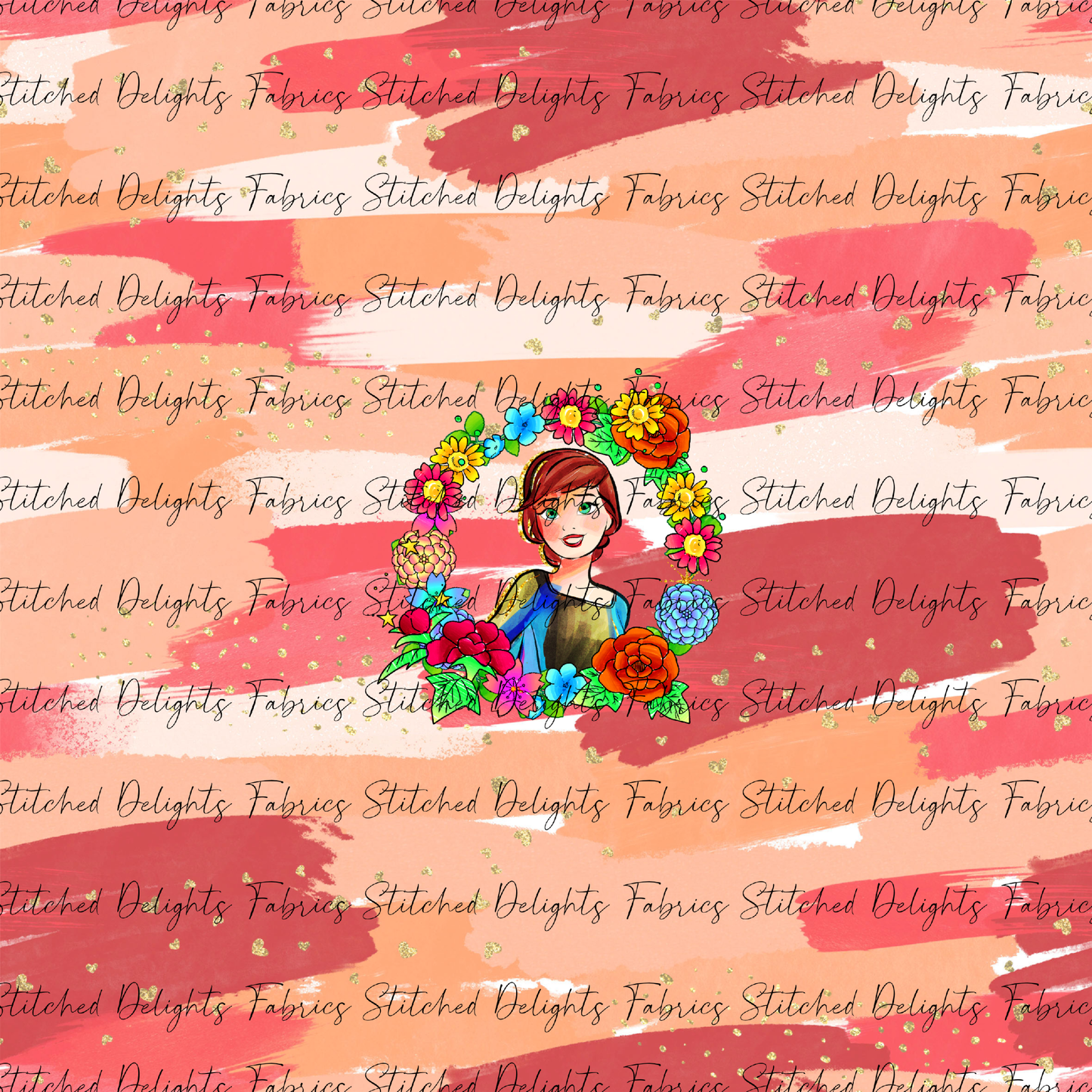 Princesses & Castles Anna Floral Wreaths Orange Brushstrokes Panel