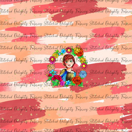 Princesses & Castles Anna Floral Wreaths Orange Brushstrokes Panel