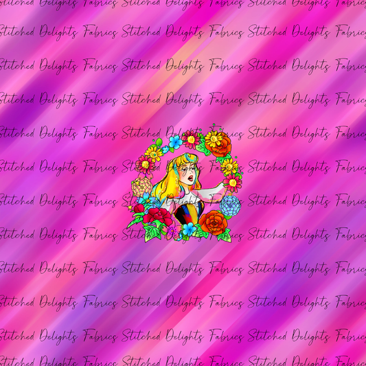 Princesses & Castles Aurora Floral Wreaths Pink Panel