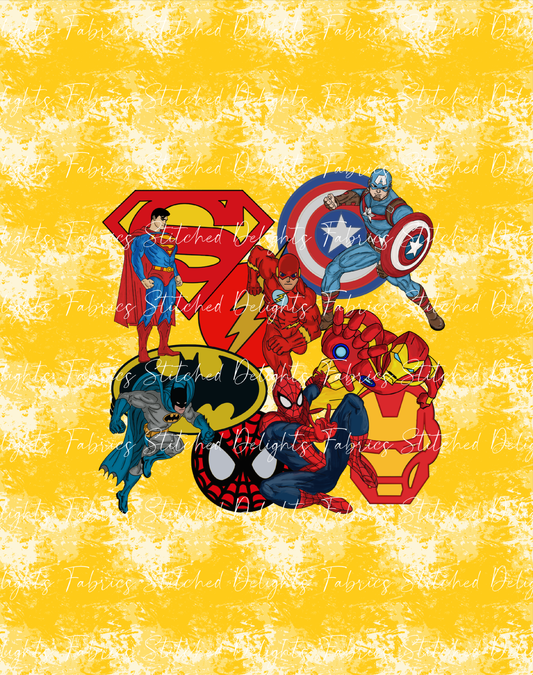 Superheroes Yellow Blanket Panels