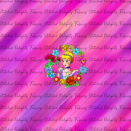 Princesses & Castles Cinderella Floral Wreaths Pink Panel