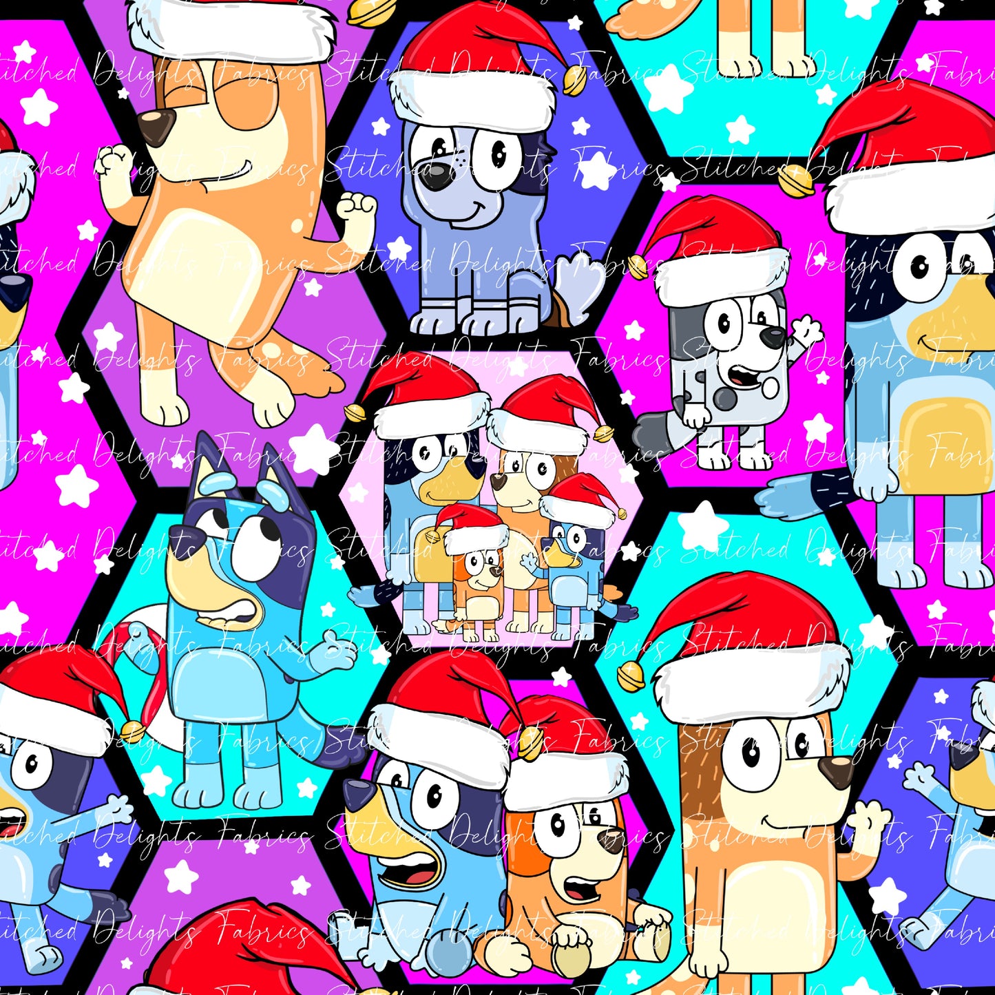 Christmas Hexagon Heelers Purple