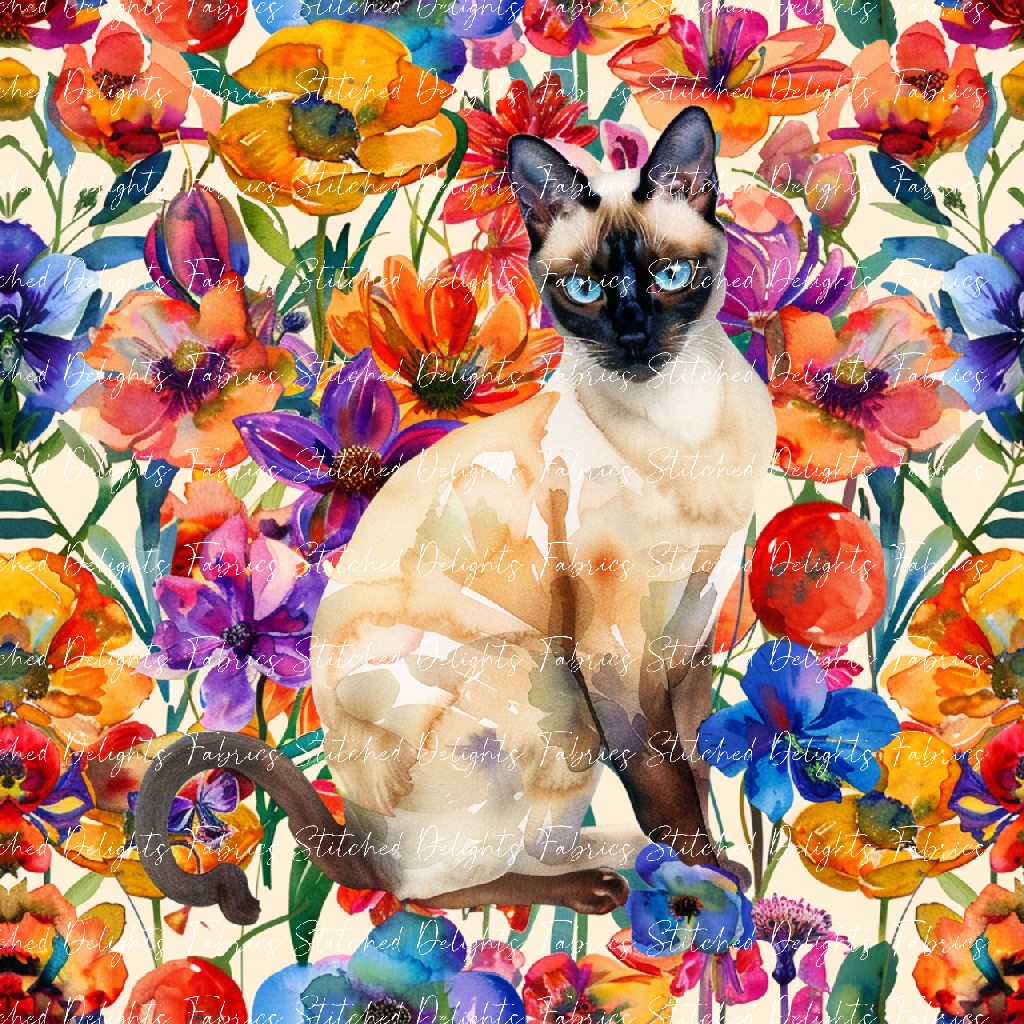 Floral Animals Siamese 3