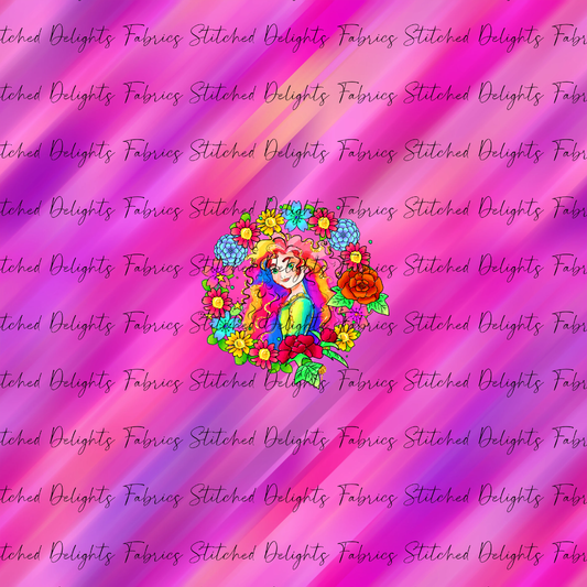 Princesses & Castles Merida Floral Wreaths Pink Panel