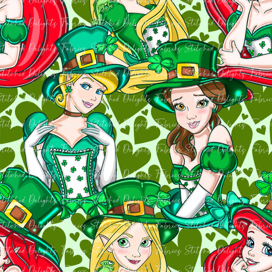 St Patricks Princesses Green Hearts