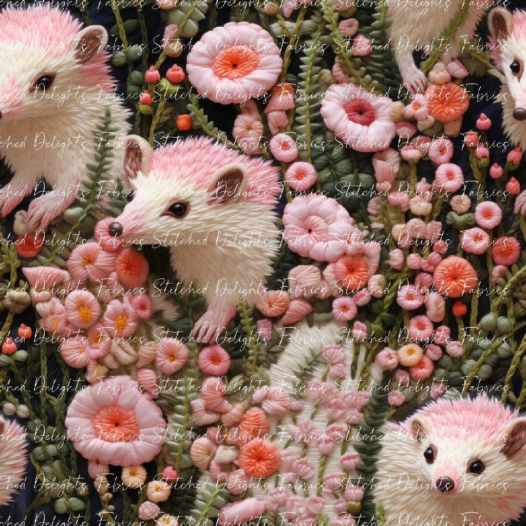 Pink Hedgehog Embroidery