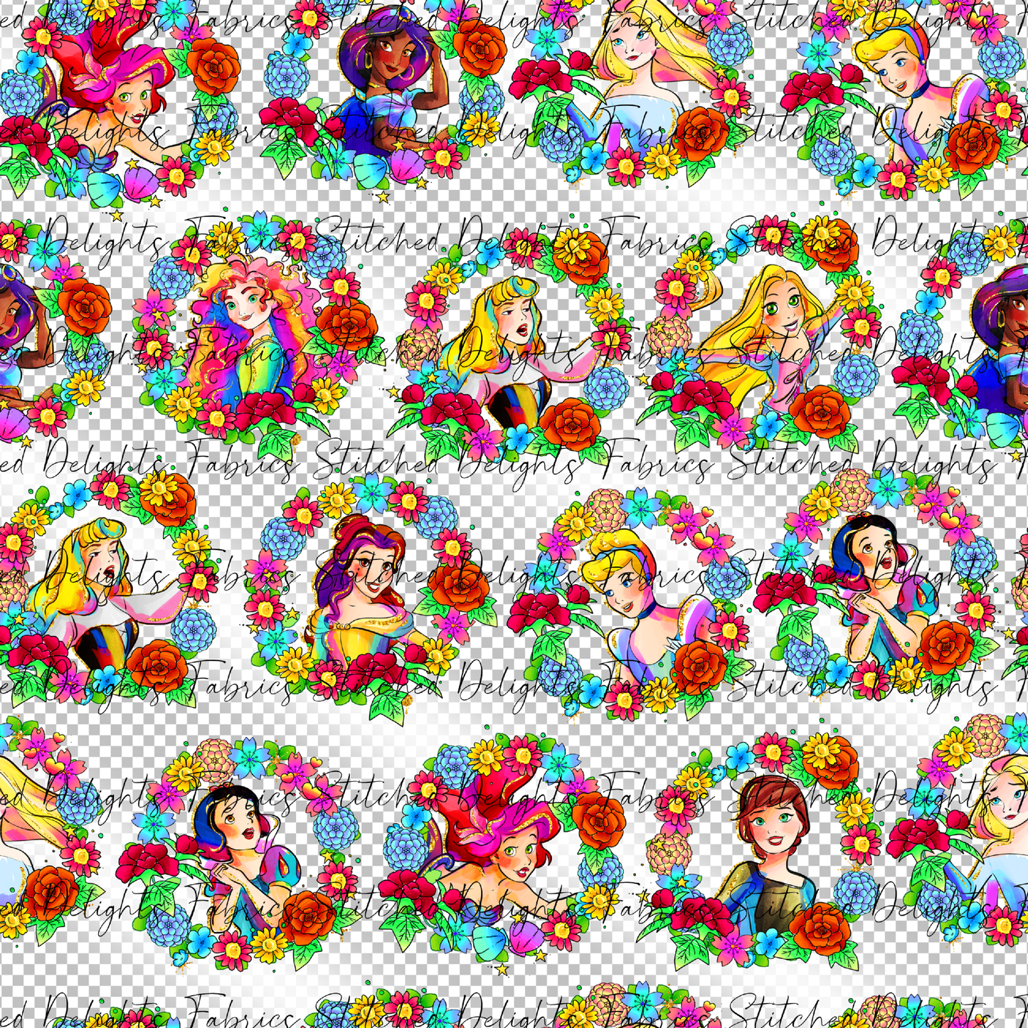 Princesses & Castles Floral Wreath Clear Vinyl