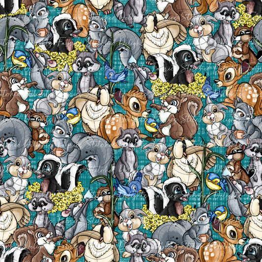 Forest Friends Teal Linen Stacked
