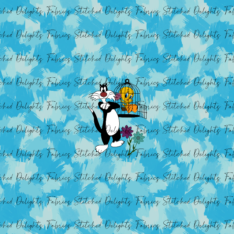 Catch A Puddy Tat Blue Panel