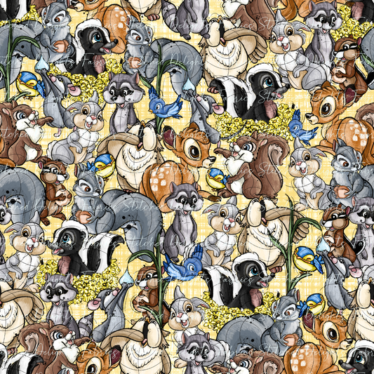 Forest Friends Yellow Linen Stacked