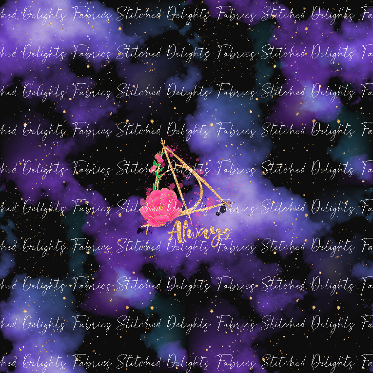 Deathly Hallows Gold Purple Galaxy Panel