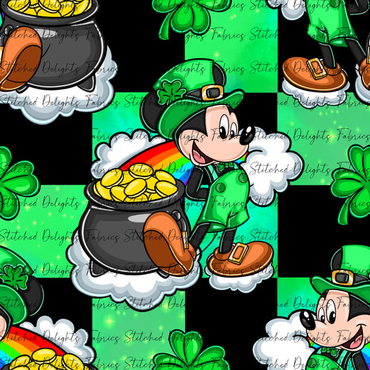 Mickey St Patricks Day Green Checkers