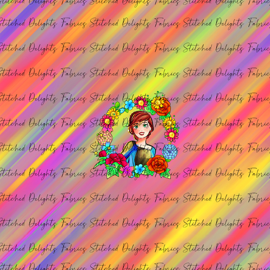 Princesses & Castles Anna Floral Wreaths Orange Yellow Panel