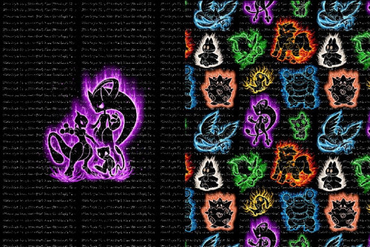 Poke Silhouettes Mew Evolutions Blanket Panels