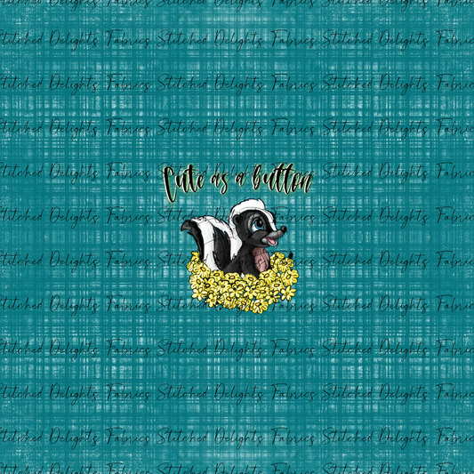Forest Friends Flower Teal Linen Panel