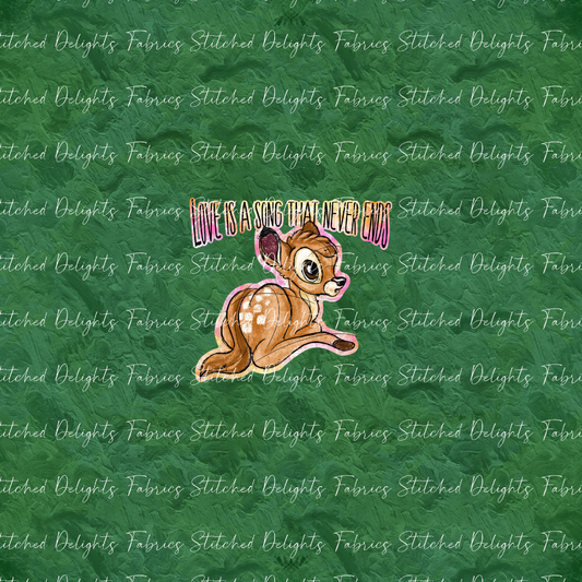 Forest Friends Bambi Green Panel