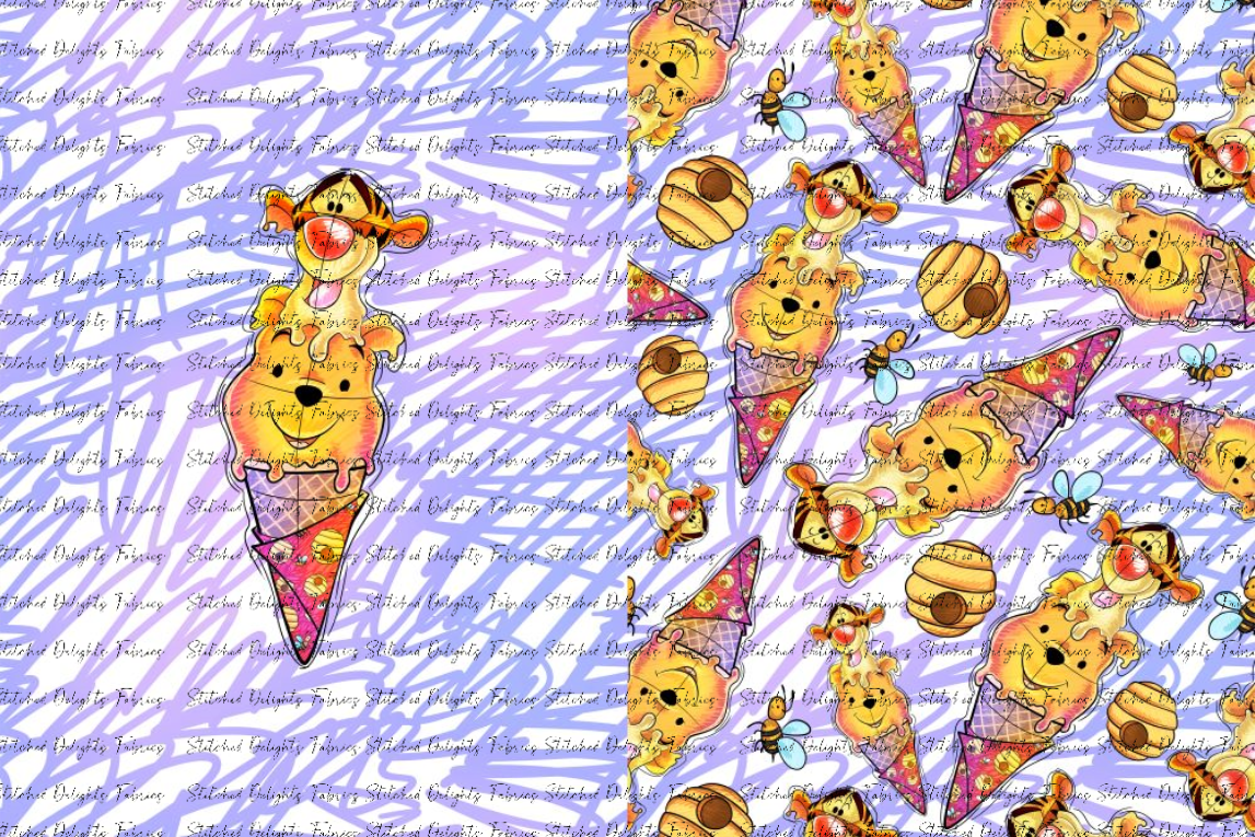 Bear & Tiger Icecream Swirls Blanket Panels
