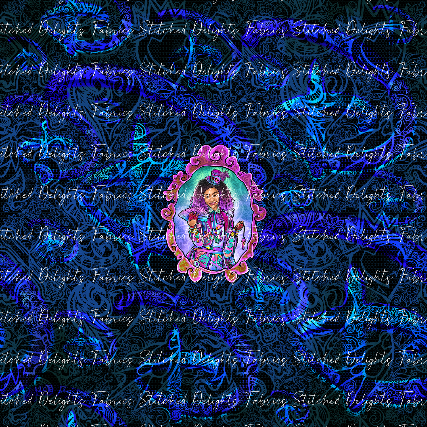 Descendants Neon Blue Celia Portrait Panel