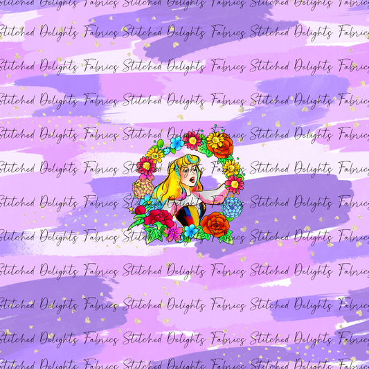 Princesses & Castles Aurora Floral Wreaths Purple Brushstrokes Panel