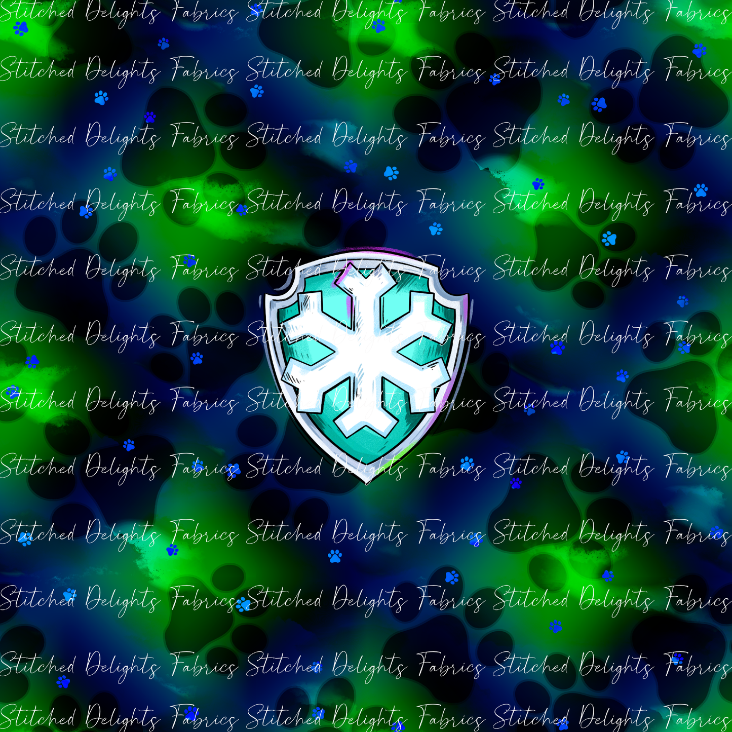 Mighty Pups Blue Green Ice Badge Panel