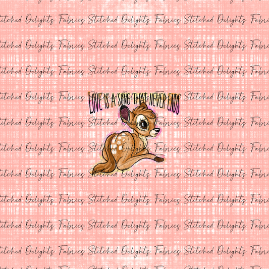 Forest Friends Bambi Pink Linen Panel