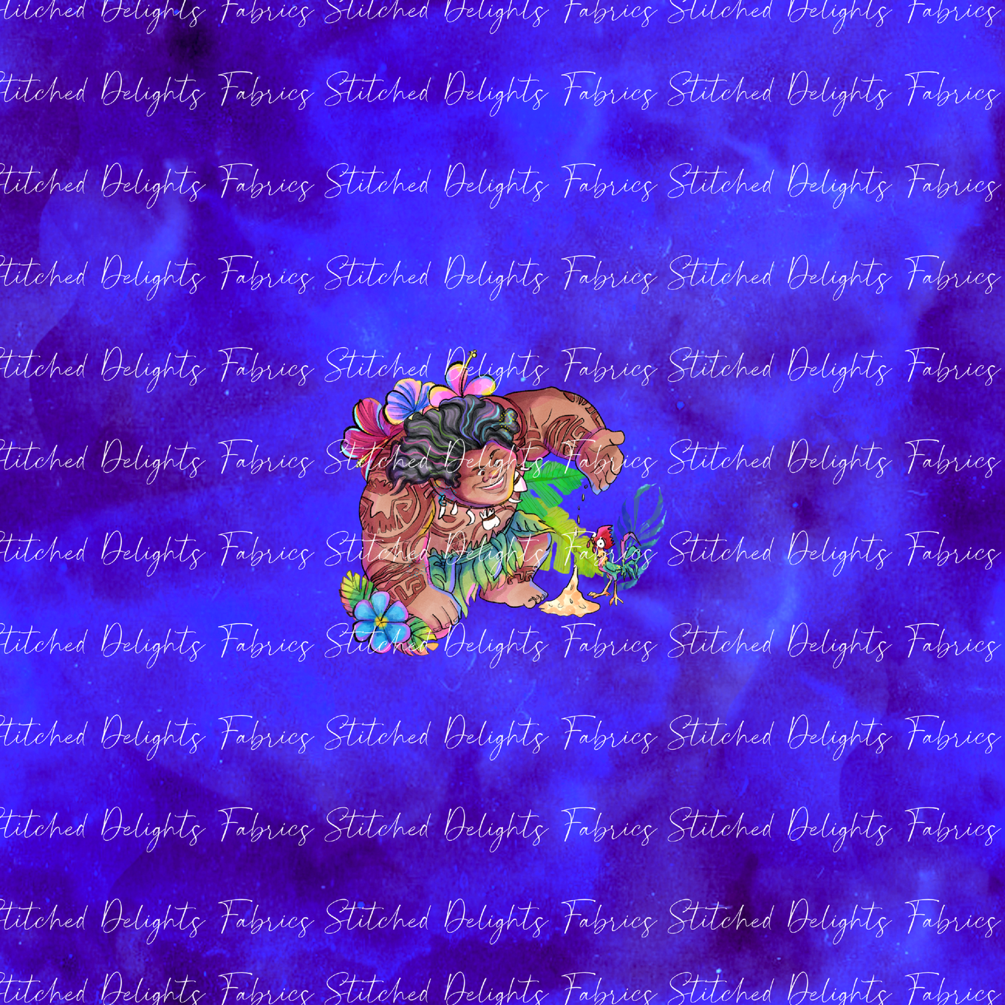 Moana 2 Deep Sea Maui & Hei Hei Floral Panel