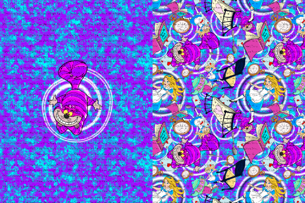 Down The Rabbit Hole Cat Aqua Purple Blanket Panels
