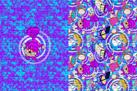 Down The Rabbit Hole Cat Aqua Purple Blanket Panels