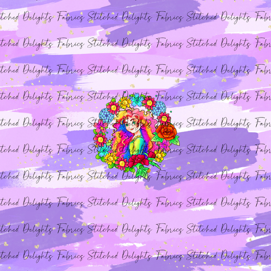 Princesses & Castles Merida Floral Wreaths Purple Brushstrokes Panel