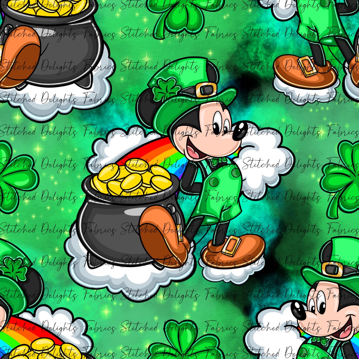 Mickey St Patricks Day Dark Green Splotches