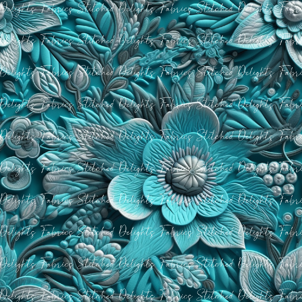 3D Flowers Aqua 4