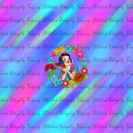 Princesses & Castles Snow White Floral Wreaths Purple Green Panel