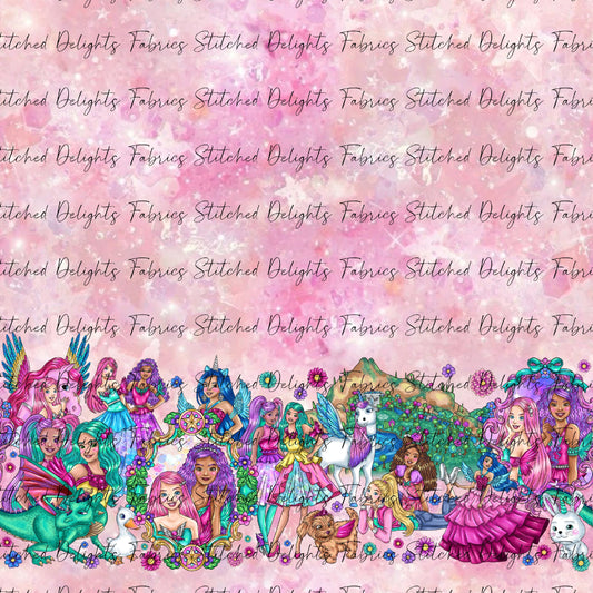 Barbie's Magical Touch Border Pink Gold Sparkles