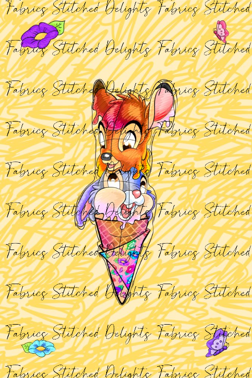 Deer & Rabbit Icecream Swirls Blanket Panels