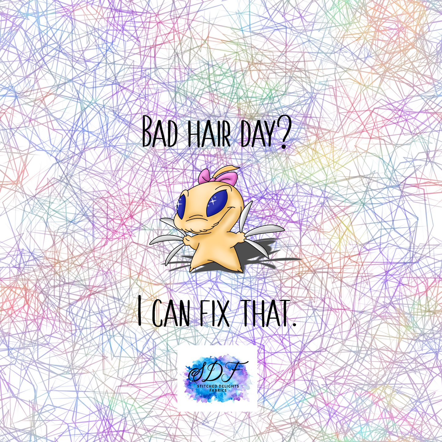 Bad Hair Day White Scribbles Panel