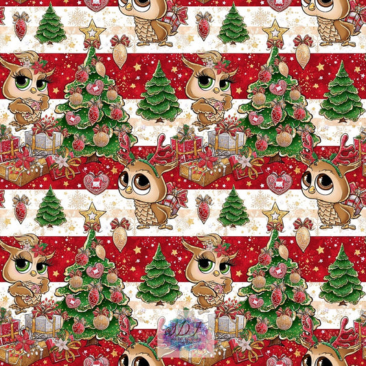 Christmas Owls Stripes