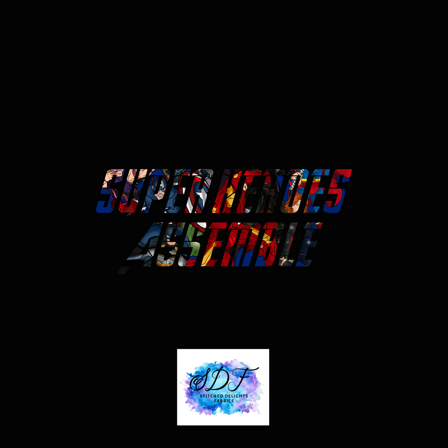 Super Heroes Assemble Black Panel