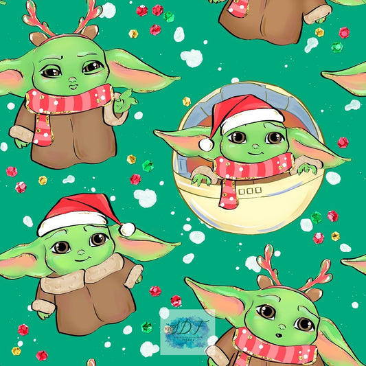 Christmas Grogu Green PUL