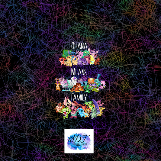 Ohana Means Family Black Scribbles Panel