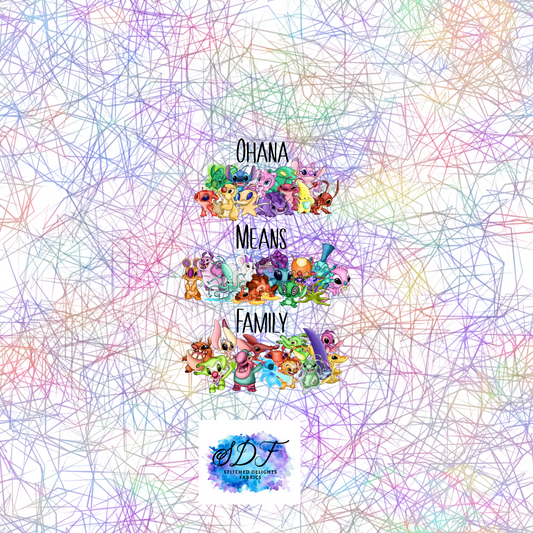 Ohana Means Family White Scribbles Panel