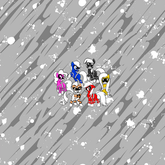 Power Ponies Group Grey Panel