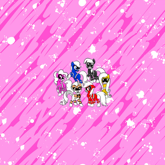 Power Ponies Group Pink Panel