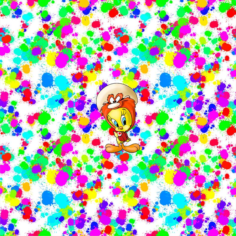 Tweety Rainbow Splatter Panel