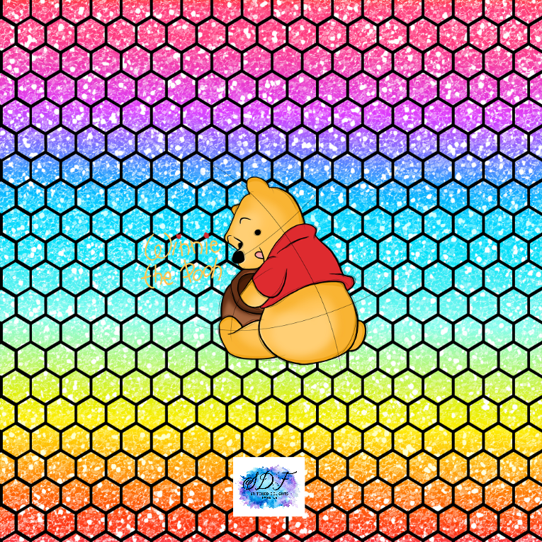 Pooh Rainbow Hexagon Black Panel