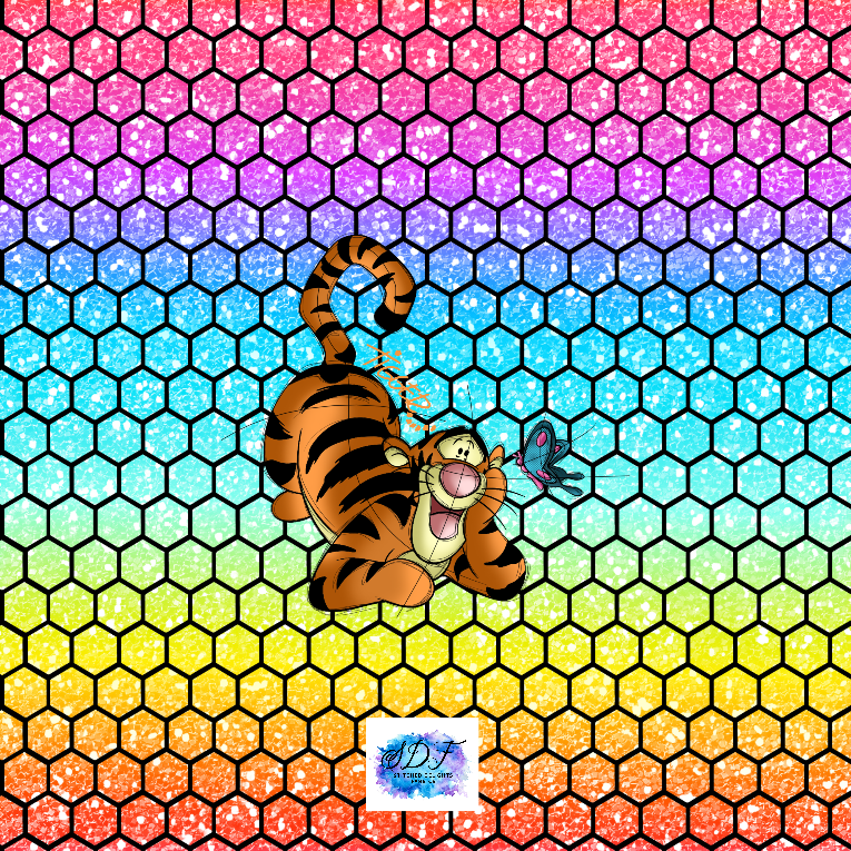 Tigger Rainbow Hexagon Black Panel